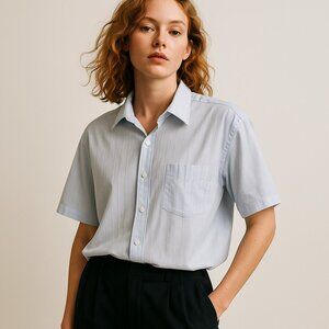 VINTAGE | Sears Robuck Vintage Blur & White Striped Buttonup Tee